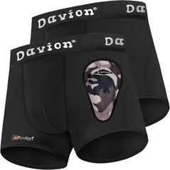 Davion® - 2-Pack Boys Underwear with 1 Soft Protective Athletic Cup Youth Briefs for Football, Baseball, Lacrosse