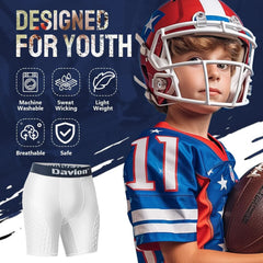 Davion® - Boys Youth Baseball Sliding Shorts with Athletic Cup Padded Compression Shorts for Football,Softball,Lacrosse,Hockey