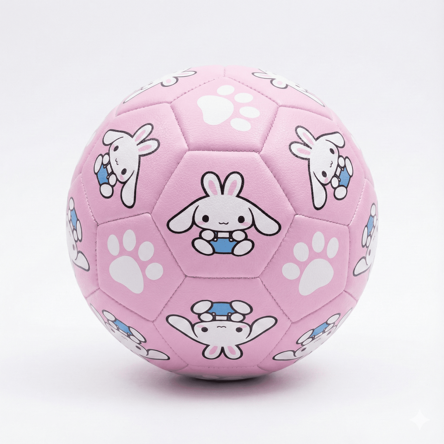 Cute Pink Bunny Kids Soccer Ball - Soft PU Leather Training Football for Toddlers & Girls (Size 3)