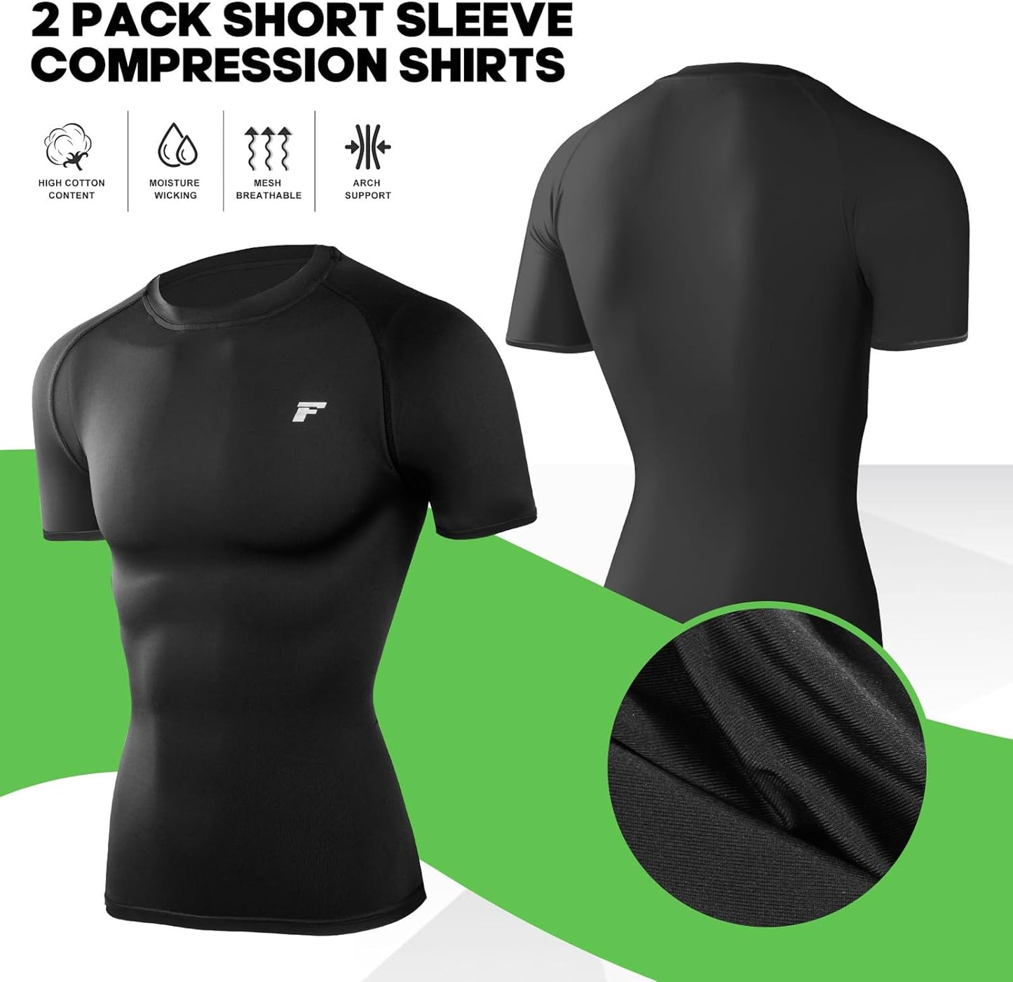 Men's Compression Quick Dry Short Shirts UPF 50+ UV Sun Protection Workout Undershirts Weatherproof Rash Guard