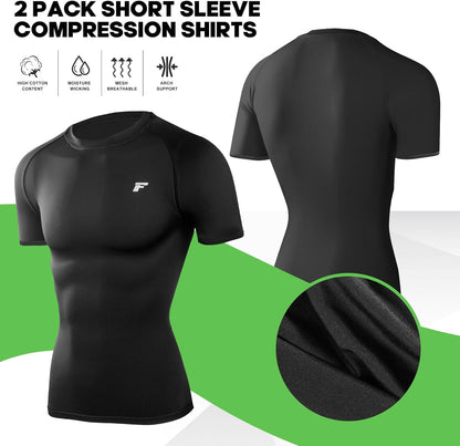 Men's Compression Quick Dry Short Shirts UPF 50+ UV Sun Protection Workout Undershirts Weatherproof Rash Guard