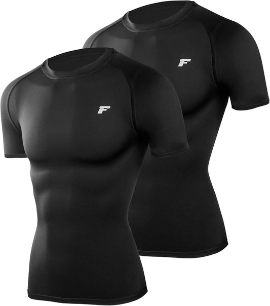 Men's Compression Quick Dry Short Shirts UPF 50+ UV Sun Protection Workout Undershirts Weatherproof Rash Guard