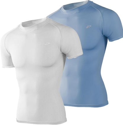 Men's Compression Quick Dry Short Shirts UPF 50+ UV Sun Protection Workout Undershirts Weatherproof Rash Guard