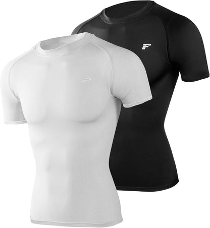 Men's Compression Quick Dry Short Shirts UPF 50+ UV Sun Protection Workout Undershirts Weatherproof Rash Guard