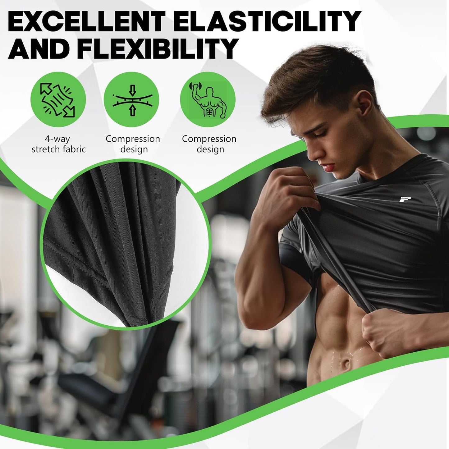 Men's Compression Quick Dry Short Shirts UPF 50+ UV Sun Protection Workout Undershirts Weatherproof Rash Guard