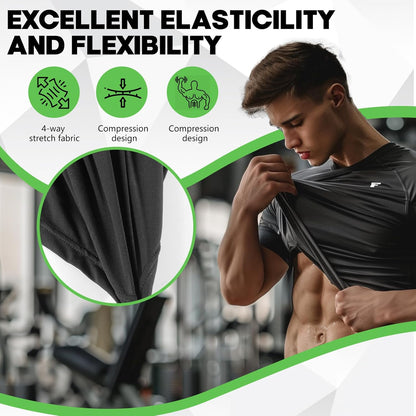 Men's Compression Quick Dry Short Shirts UPF 50+ UV Sun Protection Workout Undershirts Weatherproof Rash Guard