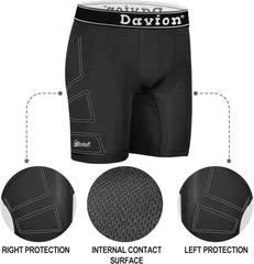 Davion® - 2 Packs Boys Baseball Sliding Padded Compression Shorts with 2 Athletic Cups Youth Underwear for Football, Lacrosse